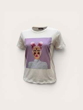 Too Fashion Pop Art Graphic Tee Purple Y2K Cyber Girl Face Prin